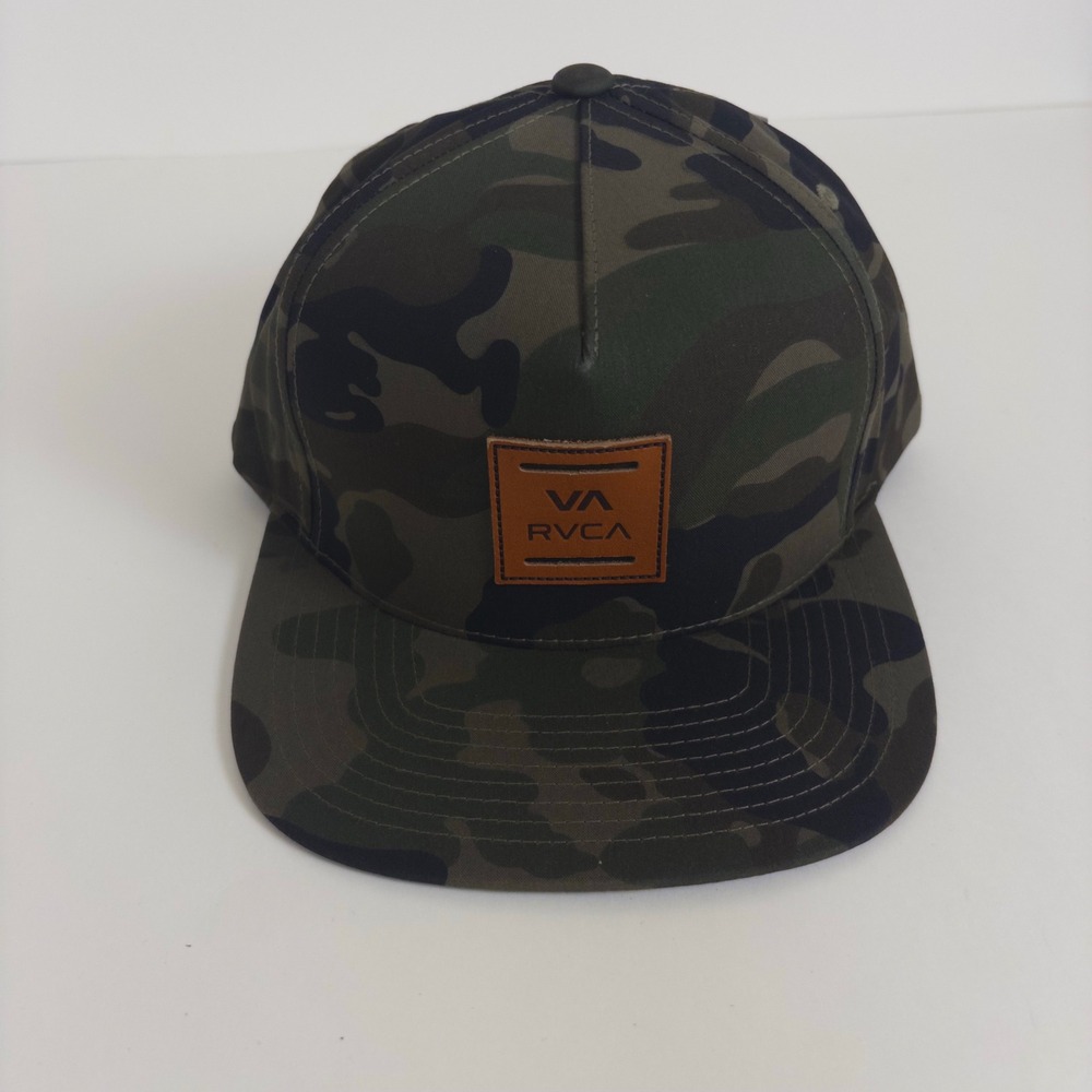 RVCA Snapback Mens Camo Leather Patch Hat AVYHA00463 VA All The Way Camouflage - Picture 2 of 7